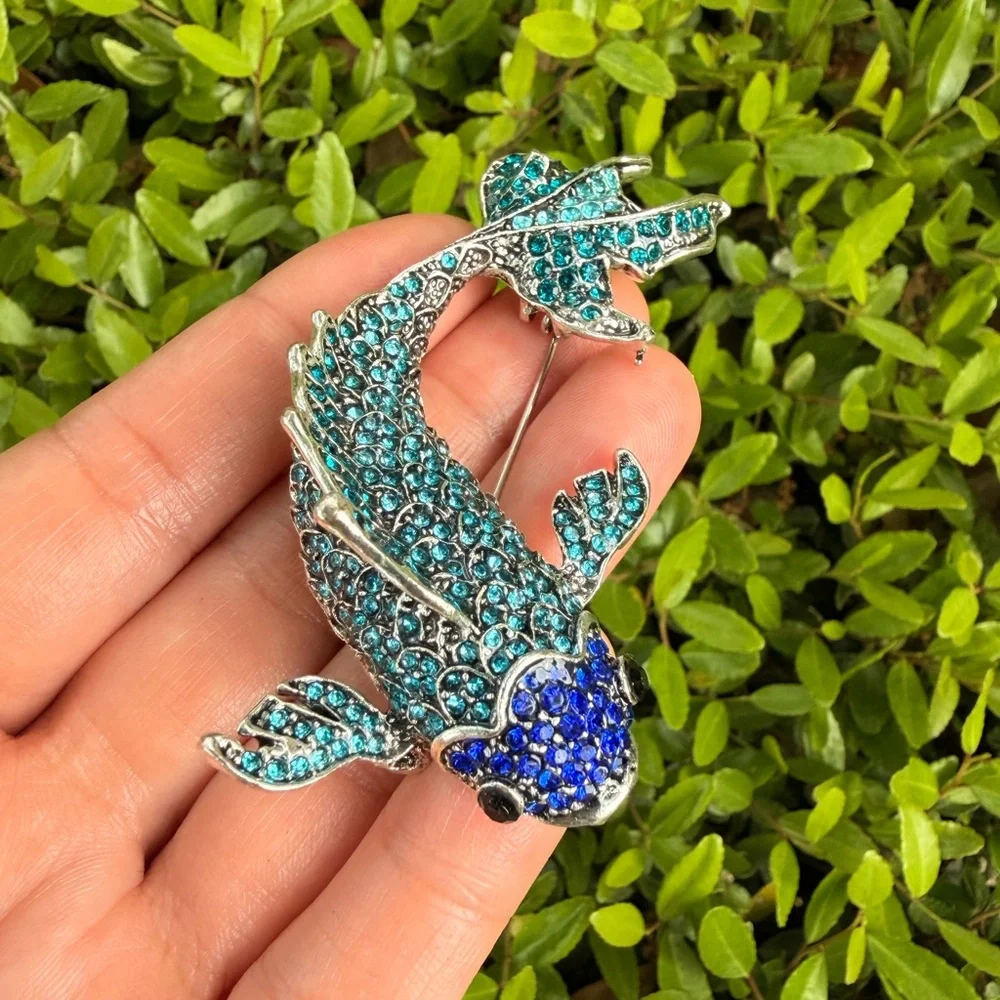 Betsey Johnson Blue Koi Fish Brooch Pin